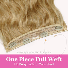 KooKaStyle Wavy Invisible Wire Hair Extensions Warm Honey Blonde lifestyle scene