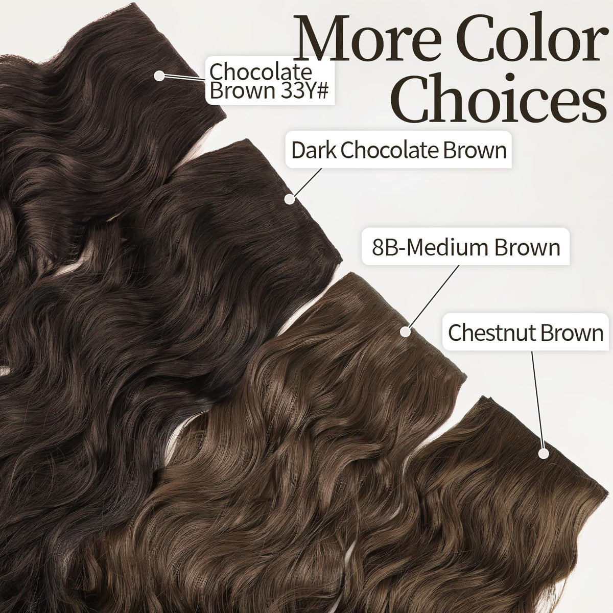 KooKaStyle Wavy Thick Clip in Hair Extensions 16" Chestnut Brown clips detail