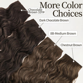 KooKaStyle Wavy Thick Clip in Hair Extensions 16" Chestnut Brown clips detail