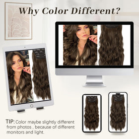 KooKaStyle Wavy Thick Clip in Hair Extensions 16" Chestnut Brown lifestyle shot