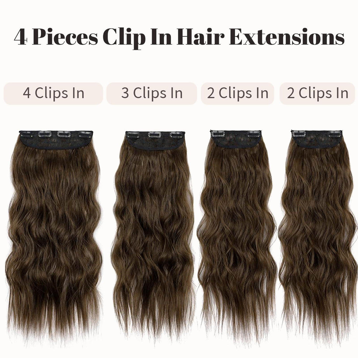 KooKaStyle Wavy Thick Clip in Hair Extensions 16" Chestnut Brown packaging
