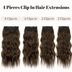 KooKaStyle Wavy Thick Clip in Hair Extensions 16" Chestnut Brown packaging