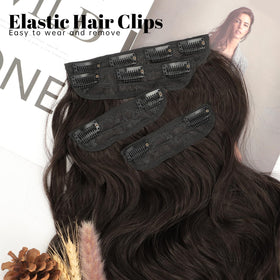 KooKaStyle Wavy Thick Clip in Hair Extensions 16-inch dark brown packaging