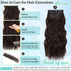 KooKaStyle Wavy Thick Clip in Hair Extensions 20 inch back view