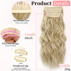 KooKaStyle Wavy Thick Clip in Hair Extensions 20-inch Beach Blonde packaging