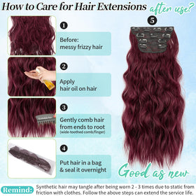 KooKaStyle Wavy Thick Clip in Hair Extensions 20 inch Burgundy close-up