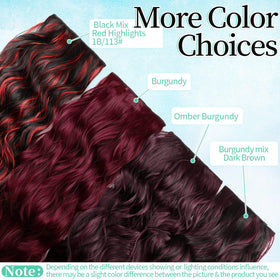 KooKaStyle Wavy Thick Clip in Hair Extensions 20 inch Burgundy on display