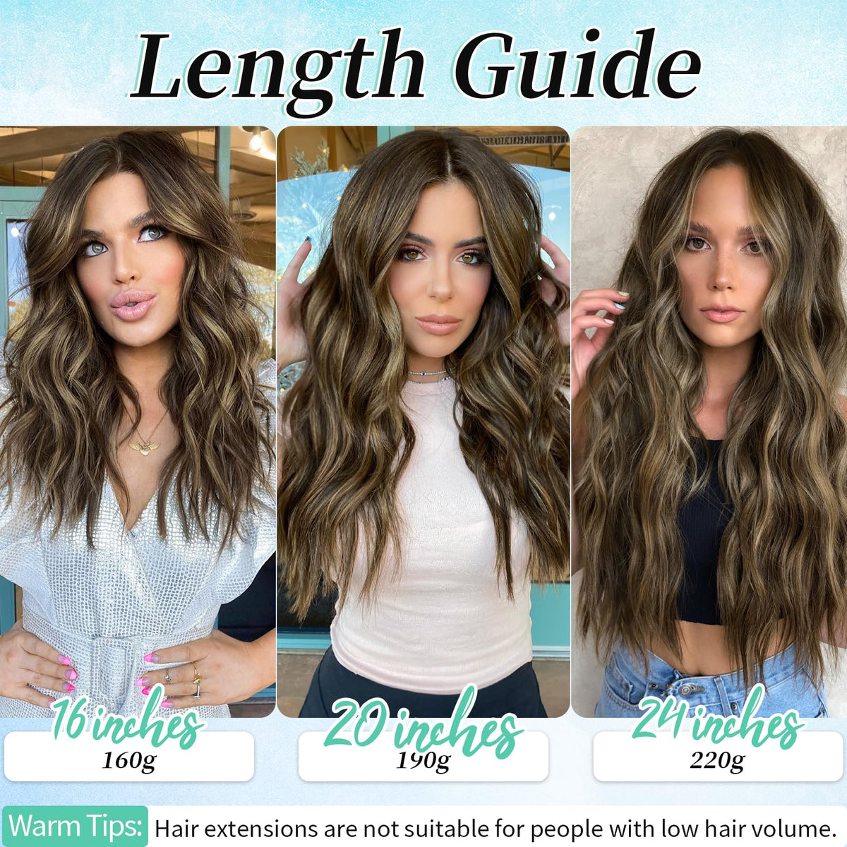 KooKaStyle Wavy Thick Clip in Hair Extensions 20-inch different weft sizes