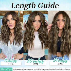 KooKaStyle Wavy Thick Clip in Hair Extensions 20-inch different weft sizes