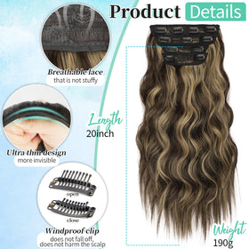 KooKaStyle Wavy Thick Clip in Hair Extensions 20-inch packaging