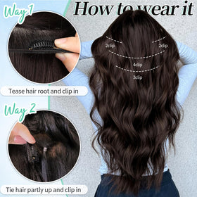 KooKaStyle Wavy Thick Clip in Hair Extensions 20 inch side view