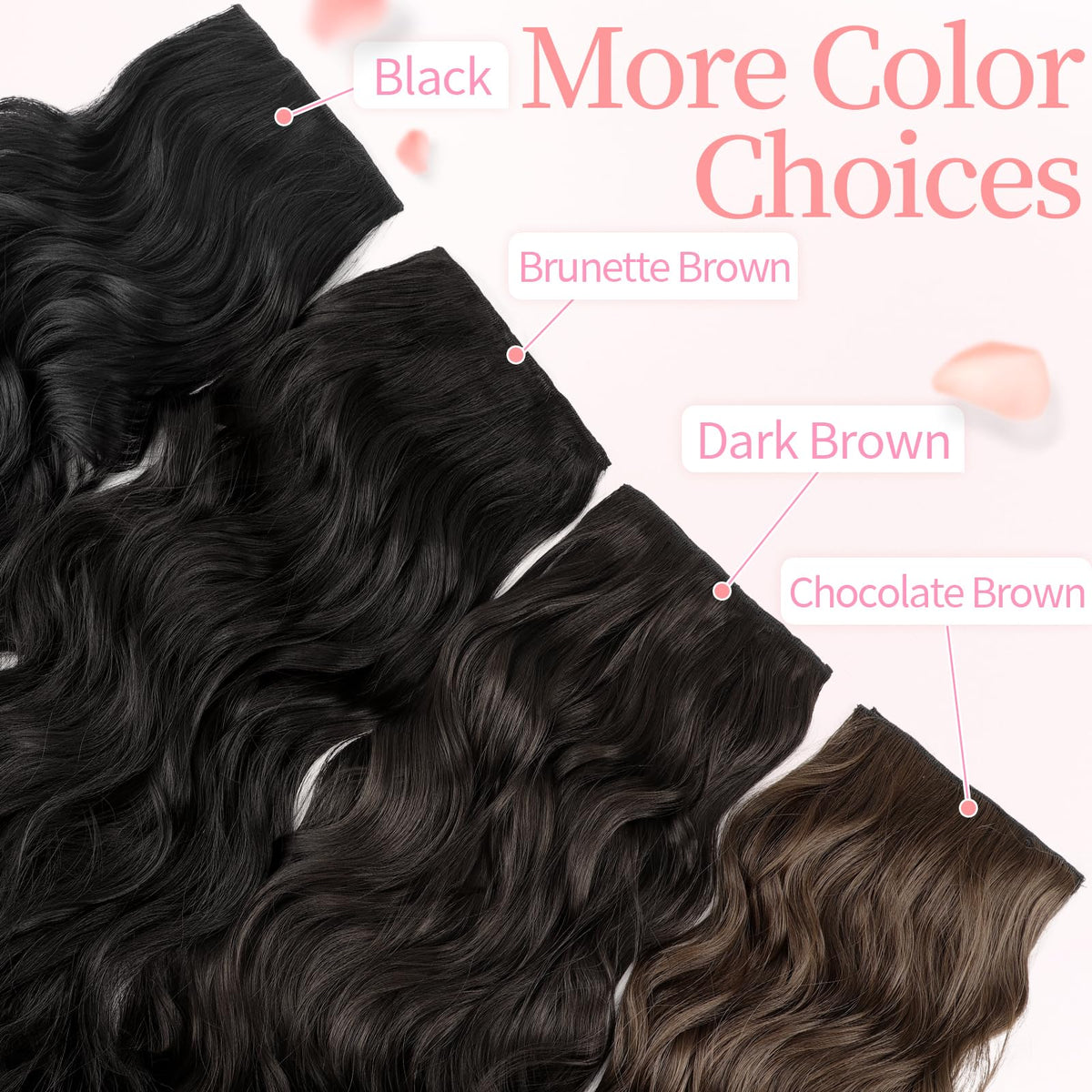 KooKaStyle Wavy Thick Clip in Hair Extensions 20" Natural Black side view