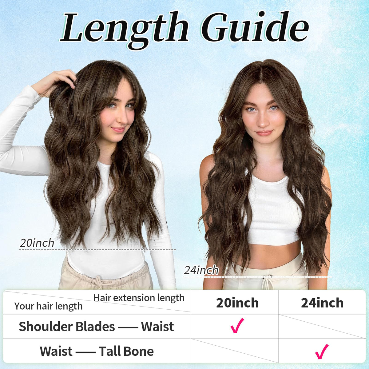 KooKaStyle Wavy Thick Clip in Hair Extensions 24" Chocolate Brown on a mannequin