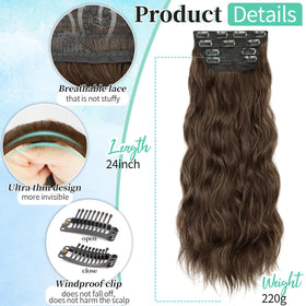 KooKaStyle Wavy Thick Clip in Hair Extensions 24" Chocolate Brown packaging