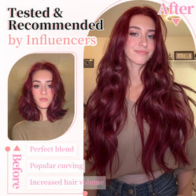 KooKaStyle Wavy Thick Clip in Hair Extensions 24-inch Burgundy back view