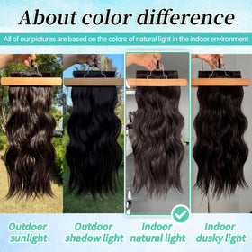KooKaStyle Wavy Thick Clip in Hair Extensions 24 inch Dark Brown back view