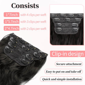 KooKaStyle Wavy Thick Clip in Hair Extensions displayed on a mannequin