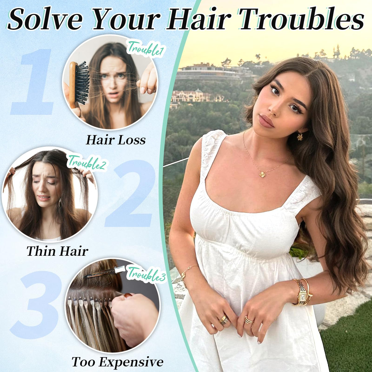 KooKaStyle Wavy Thick Clip in Hair Extensions displayed on a mannequin