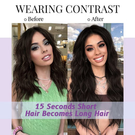 KooKaStyle Wavy Thick Clip in Hair Extensions in natural light