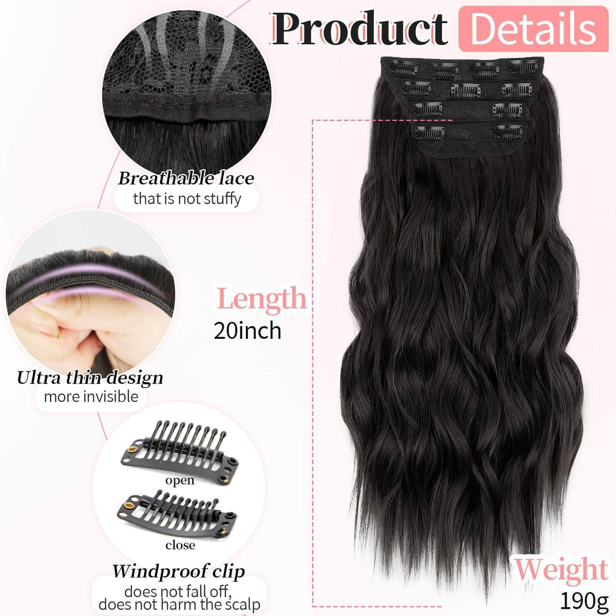 KooKaStyle Wavy Thick Clip in Hair Extensions packaging