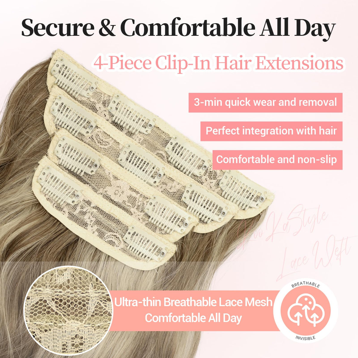 KooKaStyle Wavy Thick Clip in Hair Extensions packaging