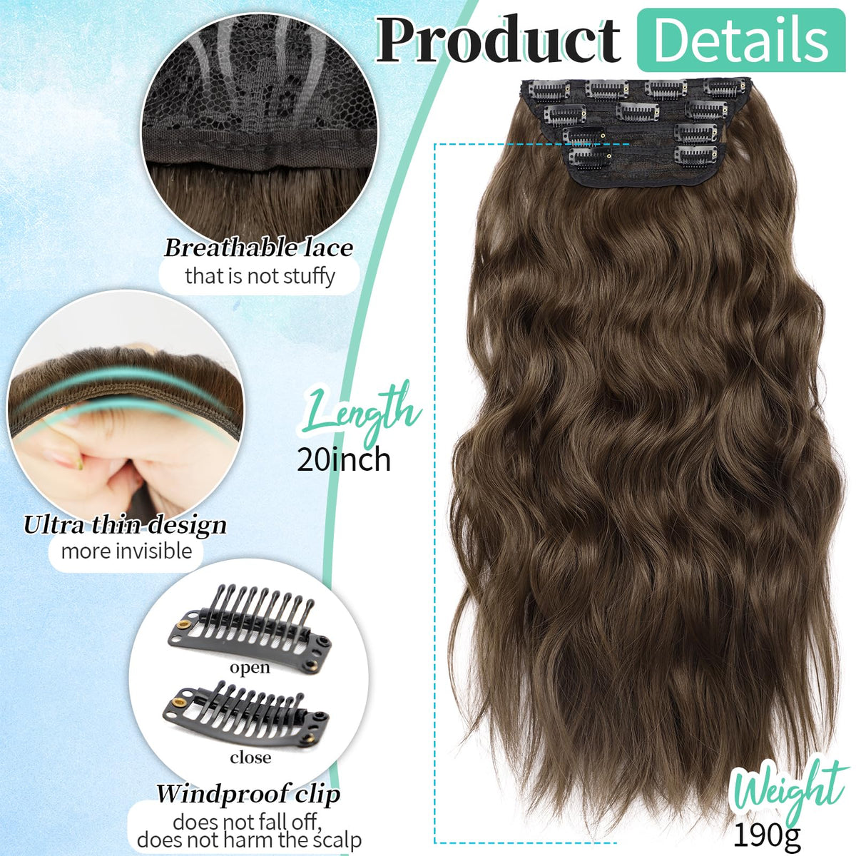 KooKaStyle Wavy Thick Clip in Hair Extensions packaging