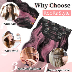 KooKaStyle Wavy Thick Clip in Hair Extensions packaging