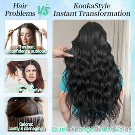 KooKaStyle Wavy Thick Clip in Hair Extensions styled in hair