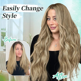 KooKaStyle Wavy Thick Clip in Hair Extensions styled in hair