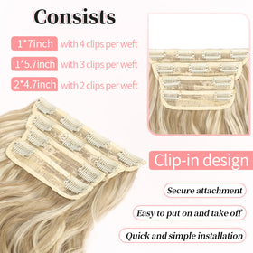KooKaStyle Wavy Thick Clip in Hair Extensions styled on a mannequin