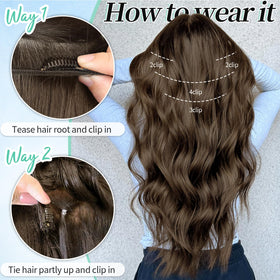 KooKaStyle Wavy Thick Clip in Hair Extensions styled with waves