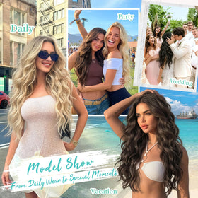 KooKaStyle Wavy Thick Clip in Hair Extensions texture detail