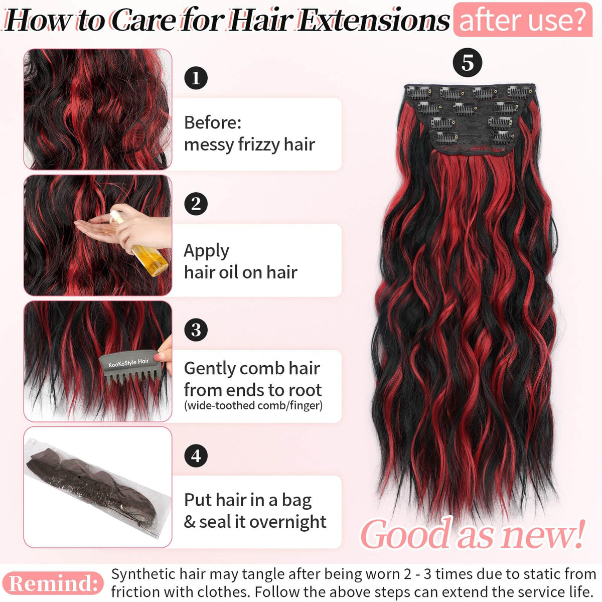 KooKaStyle Wavy Thick Clip in Hair Extensions with natural hair blend