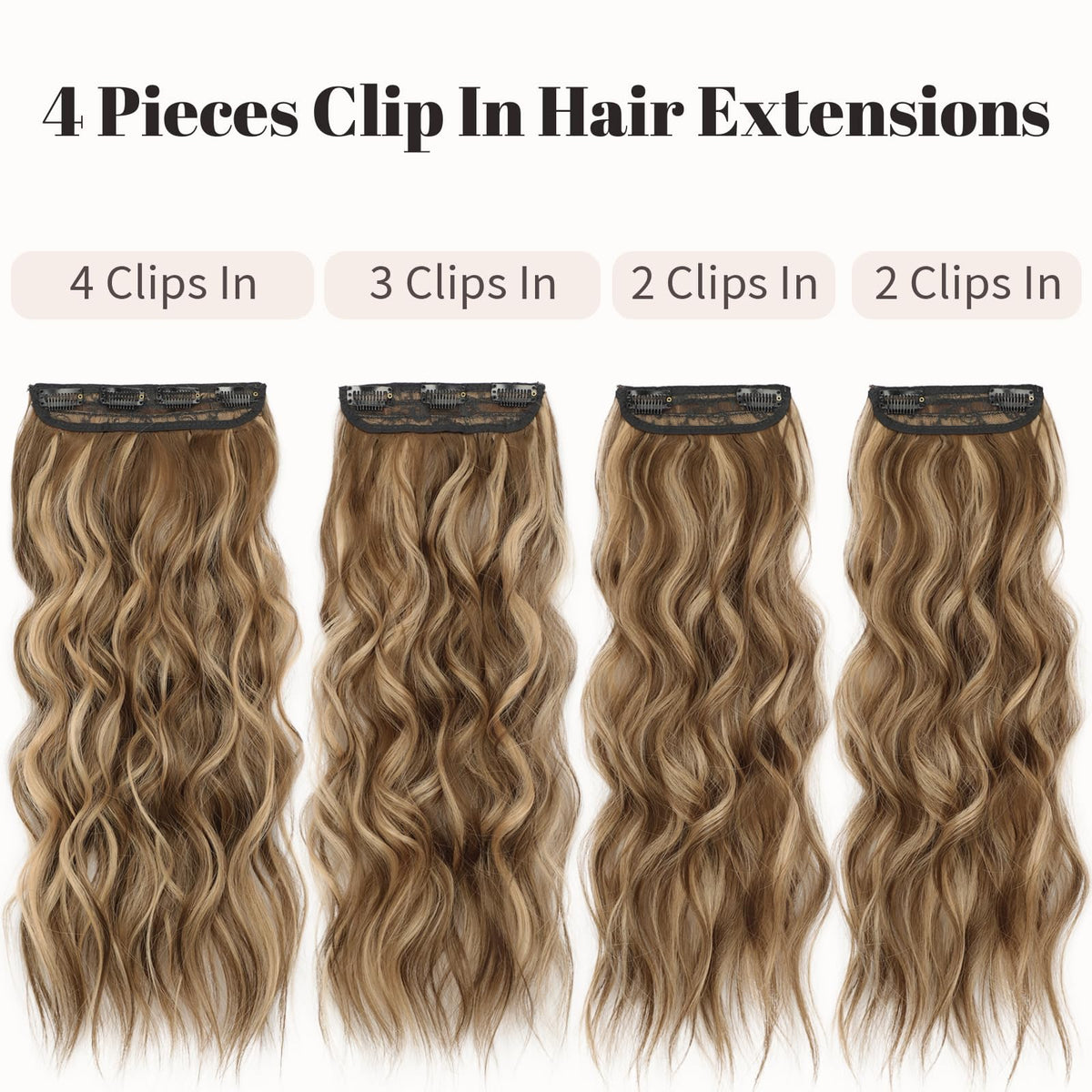 KooKaStyle Wavy Thick Hair Extensions 20-inch styled in hair