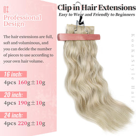 KooKaStyle Wavy Thick Hair Extensions 3 clips weft detail