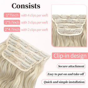 KooKaStyle Wavy Thick Hair Extensions 4 clips weft detail