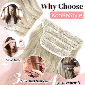 KooKaStyle Wavy Thick Hair Extensions in packaging