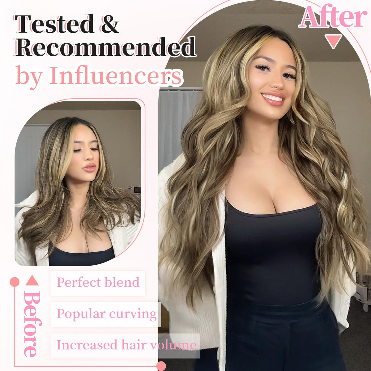 KooKaStyle Wavy Thick Hair Extensions styled on a mannequin