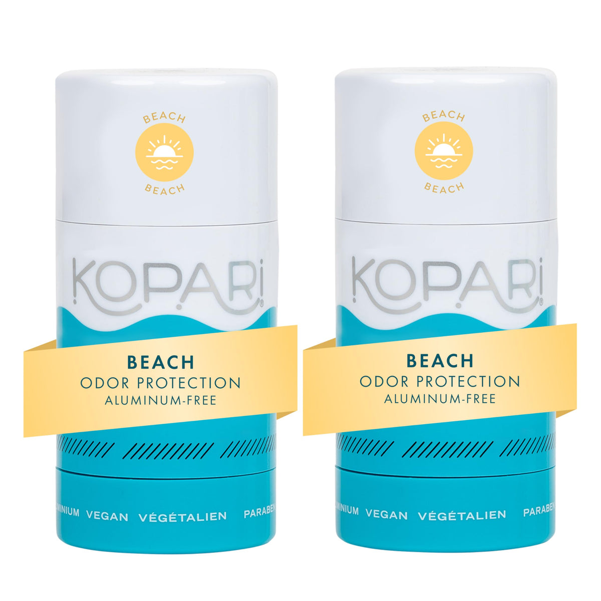 Kopari Aluminum Free Coconut Deodorant front view, Beach scent