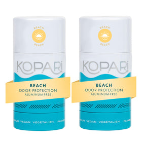 Kopari Aluminum Free Coconut Deodorant front view, Beach scent