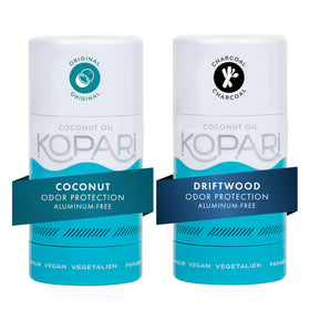 Kopari Coconut Deodorant 2 Pack front view with Driftwood scent