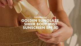Kopari Golden Sunglaze Sheer Body Mist SPF 50 application on skin