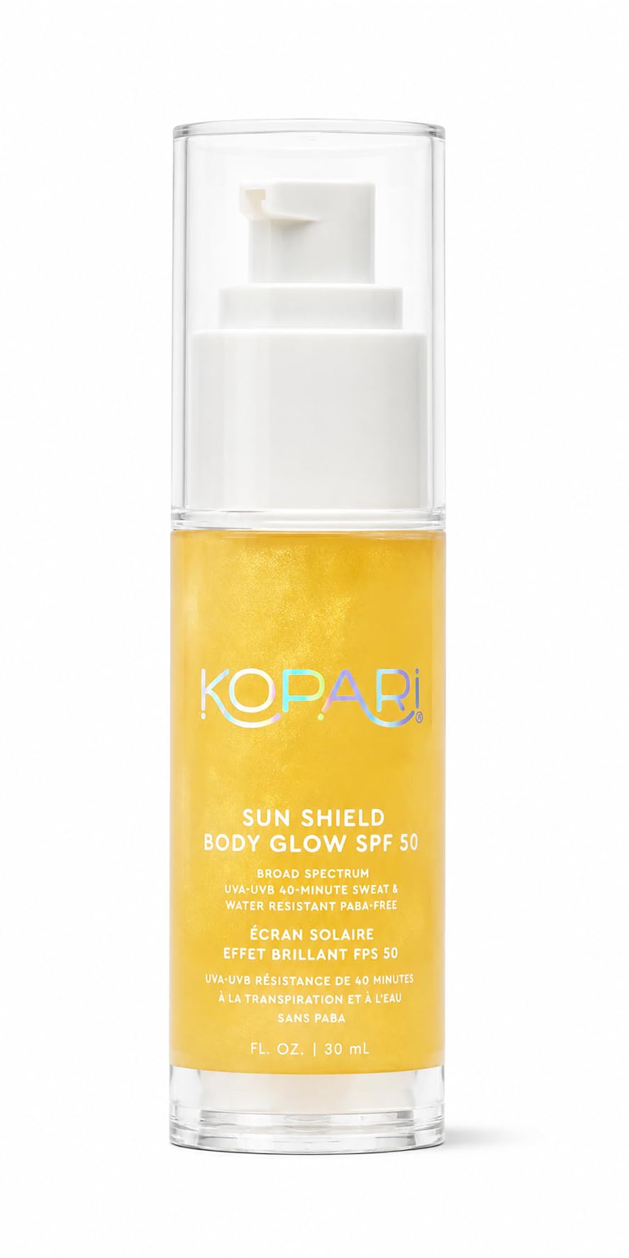 Kopari Mini Sun Shield Body Glow SPF 50 sunscreen tube front view
