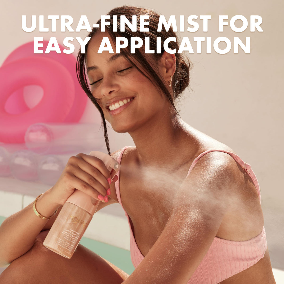 Kopari Rose Gold Sunglaze Sheer Body Mist SPF 42 lifestyle scene