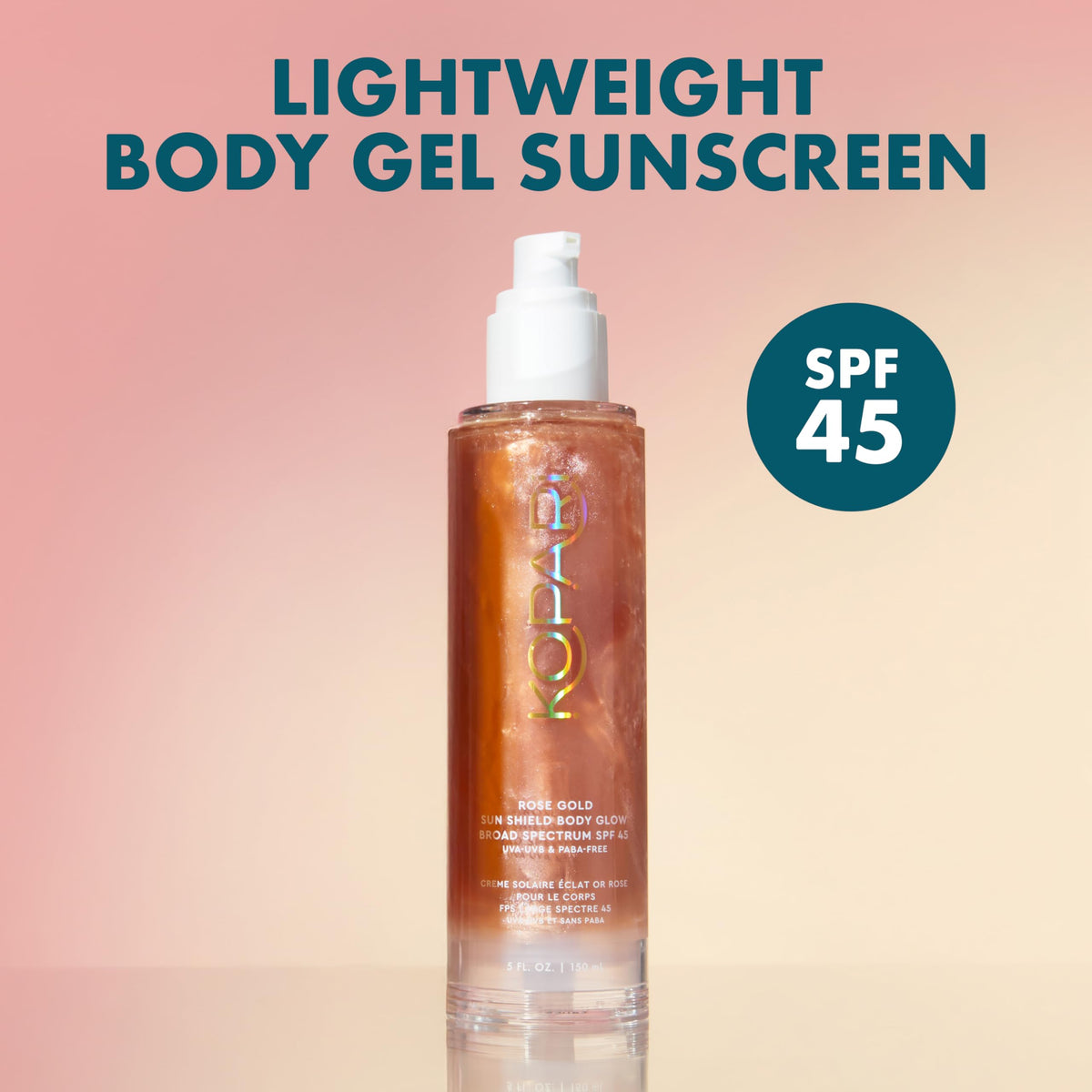 Kopari Sun Shield Body Glow SPF 45 texture close-up showing gel consistency