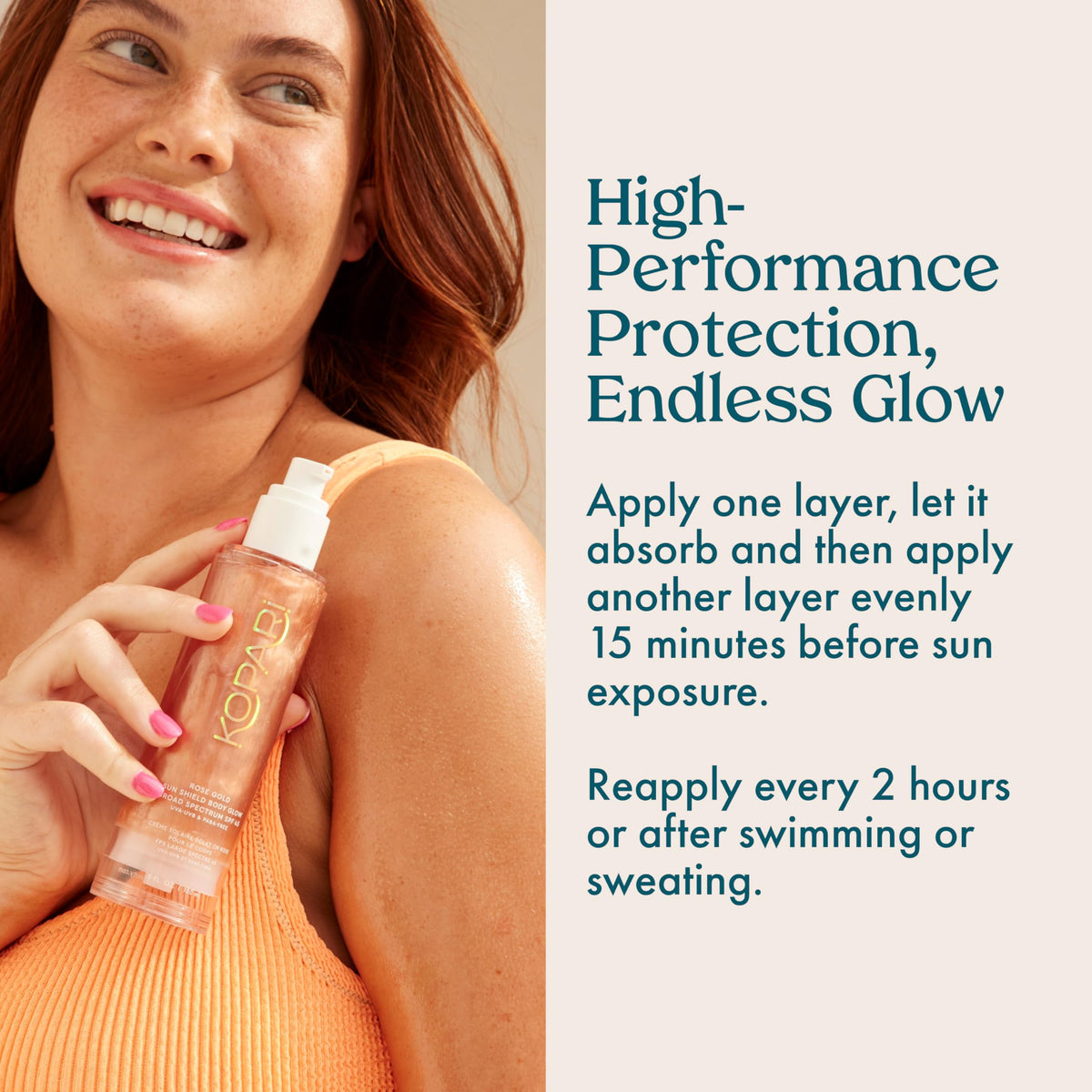 Kopari Sun Shield Body Glow SPF 45 with coconut milk scent description