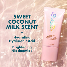 Kopari Sunglaze Body Gel Cream Sunscreen SPF 50+ lifestyle scene at beach
