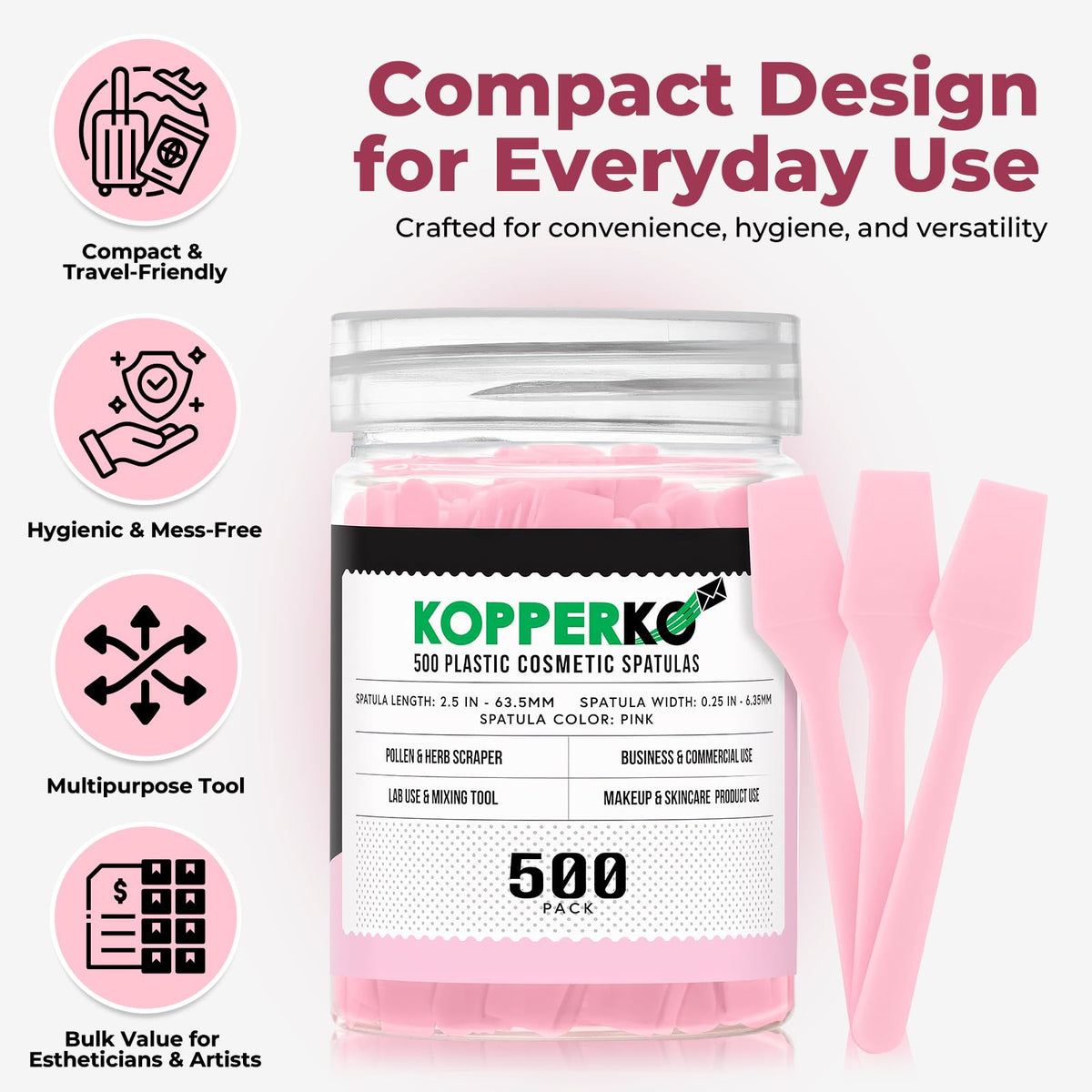 Kopperko Mini Face Cream Spatula pink colour close-up