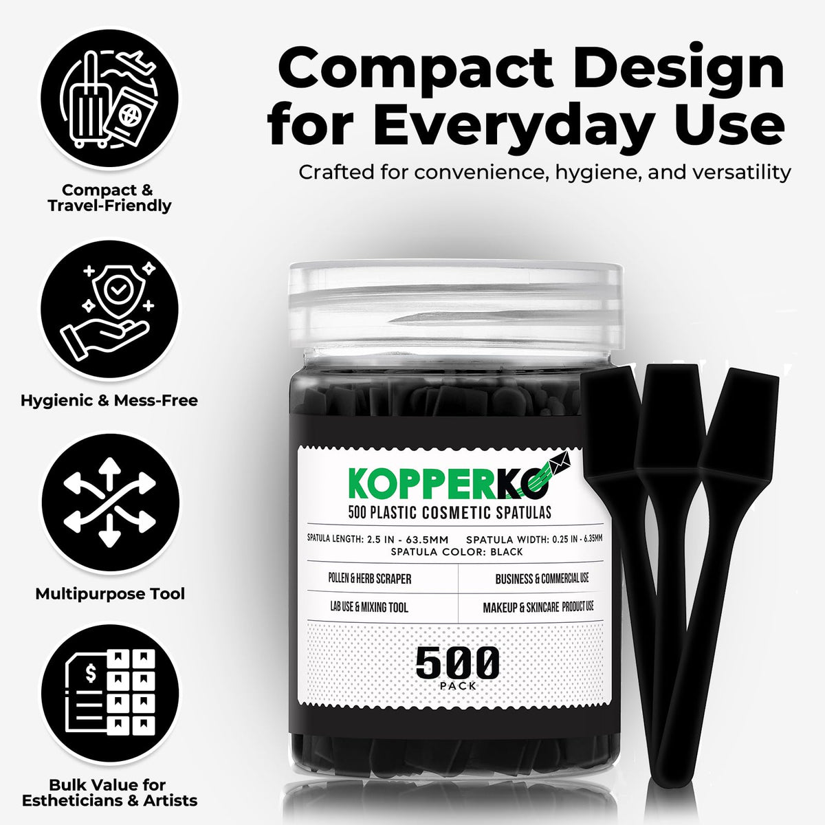 Kopperko Mini Makeup Spatula 2.5 inch black detail