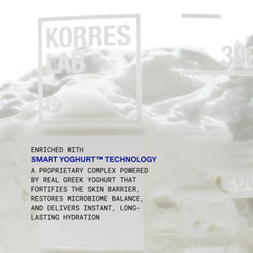 KORRES Greek Yoghurt Gel-Cream Moisturizer on a bathroom counter